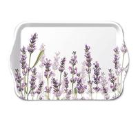 Ambiente Vassoio 13 x 21 cm in melamina con motivo lavanda, per decorare e servire, piccolo vassoio da portata per caffè, tè, colazione, decorazione da tavolo, primavera, estate, vassoio decorativo