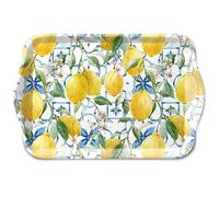 Ambiente Vassoio 13 x 21 cm in melamina con motivo limoni - per decorare e servire - piccolo vassoio da portata per caffè, tè, colazione, decorazione da tavolo, estate, giardino, mediterraneo, giallo