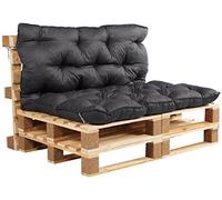 Ambientehome Cuscino per pallet con schienale circa 120 x 140 x 10 cm Euro pallet grigio 20064