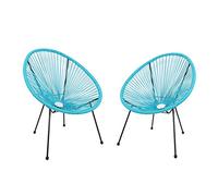 Ambientehome Set di 2 poltrone Lounge Acapulco Blu