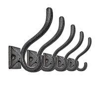 Ambipolar ganci appendiabiti da parete in ghisa decorativi robusti e rustici (set da 5) di ispirazione vintage moderni ganci per ingresso cappotti borse cappelli asciugamani (nero antico) T415