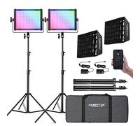 AMBITFUL 2 confezioni di luci video RGB, kit di luci video a LED RGB con controllo app, kit di illuminazione fotografica P35R CRI/TLCI 97+ con softbox per Tiktok YouTube, Gaming, Zoom
