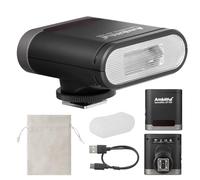 Ambitful Flash AF100 Mini Flash - Flash per fotocamera GN12, 8 livelli di potenza, batteria integrata da 2000 mAh Speedlite manuale compatibile per Canon/Sony/Ricoh gr3/Nikon/Fuji 0.1~1.8S riciclo