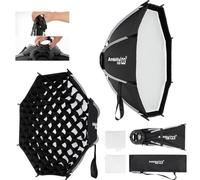 Ambitful Q3 Softbox ottagonale a sgancio rapido con griglia, 80 cm, modificatore di luce pieghevole One-Touch per fotografia Godox ML60 ML100 AD300Pro, illuminazione per studio video ritratto