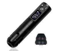 Ambition batteria penna macchinetta tatuaggi con adattatore rca alimentatore portatile 1950 mah display a led per body art set di penne per tatuaggi penna per trucco permanente,Nero