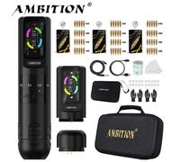 Ambition Seher Kit penna per macchinetta per tatuaggi wireless 2.2-4.2mm Corsa regolabile Capacità 2400mAh Batteria Forte alimentazione motore coreless Silver 1battery kit