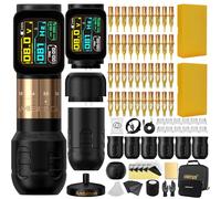 Ambition Seher Pro Kit Macchinetta Tatuaggi - Rotativa con 6 Corse Regolabili, Doppia Batteria da 2400 mAh, 40 Glory Aghi Tattoo e 6 Impugnature Monouso - Fornitura per Tatuatori Professionisti