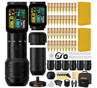 Ambition Seher Pro Kit Macchinetta Tatuaggi - Rotativa con 6 Corse Regolabili, Doppia Batteria da 2400 mAh, 40 Glory Aghi Tattoo e 6 Impugnature Monouso - Fornitura per Tatuatori Professionisti
