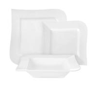 AMBITION - Servizio da tavola Welle, 18 Pezzi, in Porcellana, Colore: Bianco, 31,8 x 26,2 x 26,2 cm