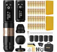 Ambition Soldier Kit Completo Macchinetta Tatuaggi Rotary - Doppia Batteria 2400mAh e 40 Cartucce Glory Miscele per Artisti Professionisti