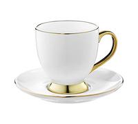 AMBITION Tazza con piattino oro, 220 ml, tazza in porcellana reale, per caffè, tè, cappuccino, idea regalo