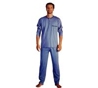 AMBIZIONE Pigiama Uomo Cotone Leggero Classico Chiuso, 1186 Bip Bip Tinta Unita Colori Vari (IT, Testo, L, Regular, Regular, Summer Blu)