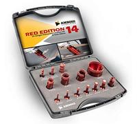 Amboss Red Edition M14 Set "Red Edition 14", corona diamantata + punte per smerigliatrice angolare - Punta a secco, sega a tazza, trapano per gres porcellanato, piastrelle dure, granito