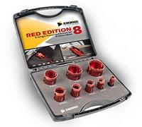 Amboss "Red Edition", set di corone diamantate M14 (per smerigliatrice angolare), per forare piastrelle, granito, porcellanato e ceramica, 8 pezzi dal diametro di 20, 25, 32, 35, 40, 50, 60, 68 mm
