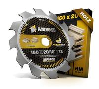 AMBOSS WERKZEUGE® Lama per sega circolare 160 x 20 16 Z12, denti alternati per legno, lama per sega 160 mm + anello riduttore 16 20 mm. 160 x 20 160 x 16 compatibile con Bosch PKS 55 A Metabo KS 55