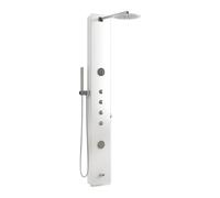 AMBRA WATER Colonna pannello doccia in acciaio bianco e vetro trasparente con doccetta, flessibile e getti orizzontali massagge modello virgo bianco lucido