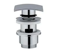 AMBRA WATER Piletta di scarico click clack in ottone cromato per lavabo o bidet con tappo quadrato cromato e con troppo pieno 1"1/4