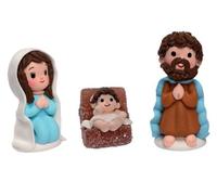 AMBRA'S Presepe Sacra Famiglia 3D - Decorazione in Zucchero per Torte e Dolci - 3 Pezzi Giuseppe, Maria e Il bambinello Bambino Gesù - per Torte Natalizie ECC.