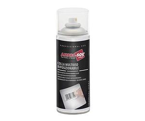 Ambro-Sol I257 Colla Multiuso Riposizionabile, Permette di Incollare, Staccare e Riattaccare i Prodotti senza Alterarli, Bomboletta Spray in Banda Stagnata 100% Riciclabile all'Infinito 400 ml