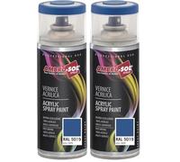 Ambro-Sol V4005019 Smalto Acrilico Multiuso, Vernice Brillante per Interni ed Esterni, Adatto per Qualsiasi Tipo di Materiale, Bomboletta Spray in Banda Stagnata Riciclabile 400 ml, Blu Capri