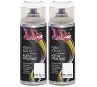 Ambro-Sol V400SAT1 Smalto Acrilico Multiuso, Vernice Brillante per Interni ed Esterni, Adatto per Qualsiasi Tipo di Materiale, Bomboletta Spray in Banda Stagnata Riciclabile 400 ml, Bianco Satinato