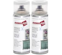 Ambro-Sol V404BP Smalto/Vernice Effetto Gesso, a Base di Acqua con Effetto Ultra Opaco, per Uso Interno e Esterno, Bomboletta Spray in Banda Stagnata Riciclabile 400 ml, Bianco Puro