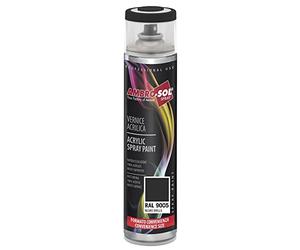 Ambro-Sol V600PAST5 Smalto Acrilico Multiuso, Vernice per Interni ed Esterni, Adatto per Qualsiasi Tipo di Materiale, Bomboletta Spray in Banda Stagnata Riciclabile 600 ml, Ral 9005 Nero Lucido