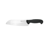 Ambrogio Sanelli, Linea Tecna Coltello Santoku cm 18 ALVEOLATO NERO con Lama in Acciaio Inox NitroB e Manico Ergonomico a grip evoluto, Coltello Professionale, Made in Italy
