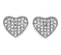 Ambrosia Argento Orecchini Cuore Concavi Pavè - AAO 064