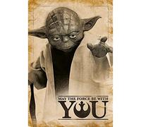 AMBROSIANA Maxi Poster Yoda, May The Force Be with You, Legno, Multicolore, 61 x 91,5 cm