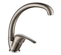 ambrosiana SEI1406SAT Rubinetto miscelatore lavello cucina/lavanderia con canna alta Ambrosiana serie Sei in ottone color acciaio satinato con areatore a risparmio idrico, cromo satinato