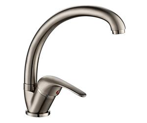 ambrosiana SEI1406SAT Rubinetto miscelatore lavello cucina/lavanderia con canna alta Ambrosiana serie Sei in ottone color acciaio satinato con areatore a risparmio idrico, cromo satinato