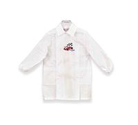 AMBROSINO Grembiule Asilo Bianco Celeste Quadretti Racing Team H604 Bambino (tg. 60-5 Anni - 110 cm, Bianco)