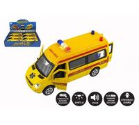 Ambulanza - macchinina in metallo e plastica con luci e suoni, 15 cm, a retrocarica