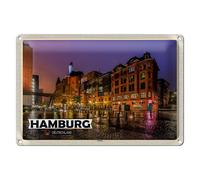 Amburgo | Germania | Targa in metallo | Decorazione da parete | 30 x 20 cm