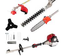 AMC Decespugliatore multifunzione a scoppio 4 in 1 motore 4 Tempi Benzina tagliasiepi troncarami e motosega testina doppio filo e disco tre denti acciaio adatto per fai da te o professionisti