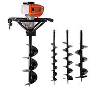 AMC Trivella a scoppio con motore da 52cc a 2 tempi comprende 3 punte intercambiabili da 100mm 150mm 200mm, mototrivella trivellatrice da giardino e campi agricoli, utilizzo professionale e fai da te