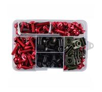 AMCBYSGC Viti Moto Inox Universale Moto Dado Bulloni Set Vite A Testa Svasata Moto Rondelle Dadi Viti Assortimento(Red)