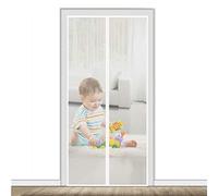 AMCER Tenda Magnetica 75x240cm Bianco Zanzariera Porta Finestra Magnetica, Chiude Automaticamente, Totalmente Magnetica, Aria Fresca in & Keep Bugs out