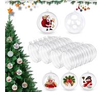 AMCHLEL 24 pcs Palline Di Natale Trasparenti, Palla di Natale Riempibile 6 cm,Riutilizzabile Sfere Trasparenti per Decorazioni,Palline Decorative da Appenderle,per Natale, Festa, Scatole Regalo DIY