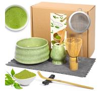 AMCHLEL 8 Pezzi Matcha Kit, Matcha Tea Kit, Ciotola Matcha, Matcha Whisk, Supporto Chasen, Cucchiaio di Matcha, Setaccio, Tovagliolo da Tè, Portacucchiaio, Set Matcha per Principianti Regalo