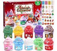 AMCHLEL Calendario Avvento Slime,Calendario Dell'avvento 2025 per Conto Alla Rovescia Di Natale,Crystal Slime Calendario 24 Giorni di Divertimento