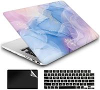 AMCJJ Compatibile con MacBook Air 13.6 pollici Caso 2024 2023 2022 M3 A3113 M2 A2681, Plastica Hard Shell Caso & Cover Tastiera & Protezione dello Schermo -PinkBlueMarble