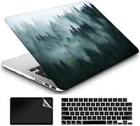 AMCJJ Compatibile con MacBook Air 15 pollici Caso 2024 2023 Rilascio M3 A3114 M2 A2941 Touch ID, Plastica Hard Shell Caso & Tastiera Cover & Screen Protector - Cloud Forest