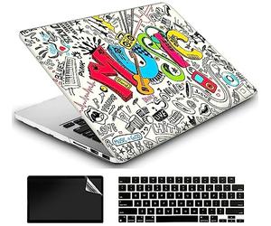 AMCJJ Custodia Rigida Compatibile con MacBook Air 13 Pollici 2017-2010 Release A1466/A1369,Plastica Case Cover & EU Tastiera Cover & Screen Protecto,Creatività Musica 1