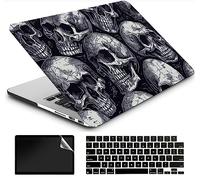 AMCJJ Custodia Rigida Compatibile con MacBook Pro 13 Pollici 2020 2021 2022 Release M2 A2338 M1/A2289/A2251,Plastica Case Cover & EU Tastiera Cover & Screen Protecto, Teschi