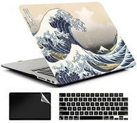 AMCJJ Custodia Rigida Compatibile con MacBook Pro 14 Pollici 2023 2022 2021 Release M3 A2918 A2992/M2 A2779/A2442 M1,Plastica Case Cover & EU Tastiera Cover & Screen Protecto,Kanagawa Japan Wave