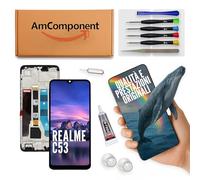 AmComponent - display di ricambio per REALME C53 RMX3760 RMX3762 schermo frame LCD vetro touch | Componente di ricambio con luminosità intensa e risposta al tocco reattiva