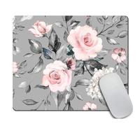 Amcove Fr hlingsblumen und Bl tter Mousepad Rosen Mousepad grau Rosa Rosen Mousepad Blumen B robedarf Mousepad floral Mauspad