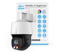 Amcrest Telecamera PTZ POE + AI IP da 4 MP per esterni Pan Tilt Zoom (motorizzato 5X ottico), velocità di sicurezza, rilevamento di esseri umani e veicoli, IVS, rilevamento volti, monitoraggio